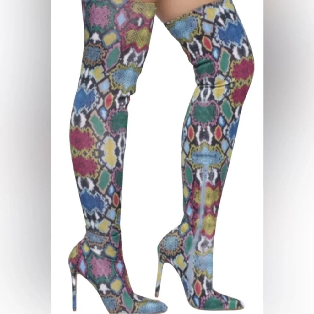 Multicolor Over the Knee Boots